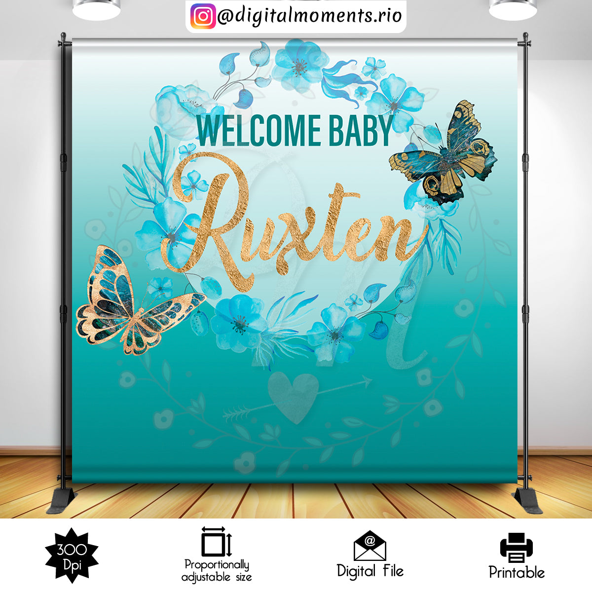 Butterflies Teal 8x8, events, custom, butterflies, 8x8, backdrop