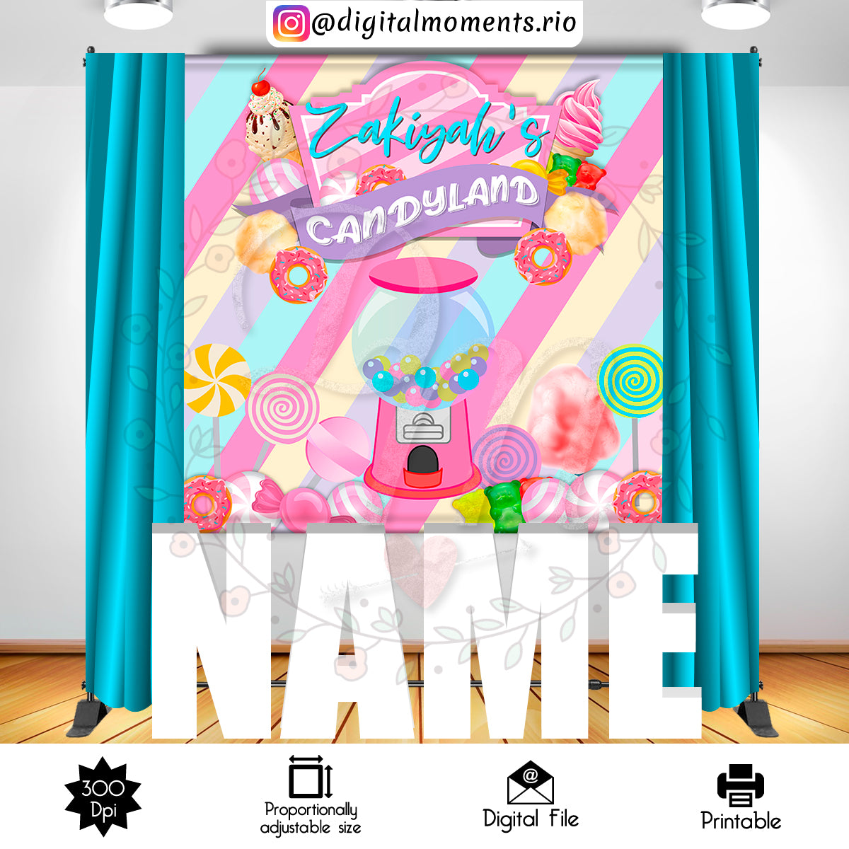 Candyland 6x6 Zakiyah, events, candyland, custom, backdrop, 6x6