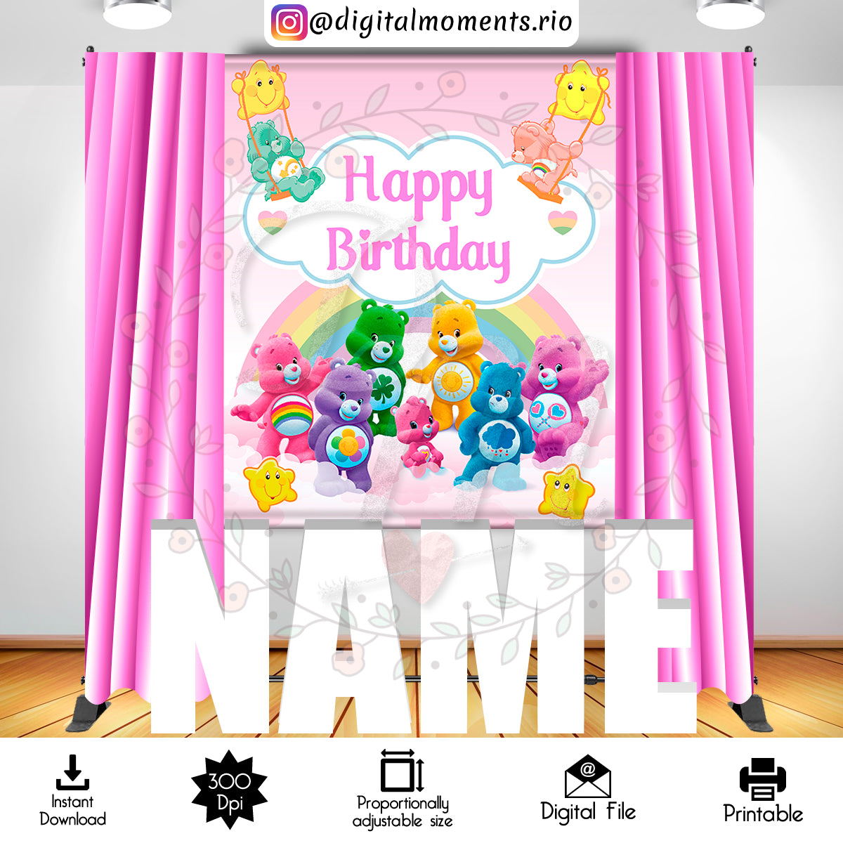 Care Bears 5x6 Digital Backdrop Design, Instant Download | Digital Download for Events - Instant Digital Download. 5x6, arts, backdrop, back…