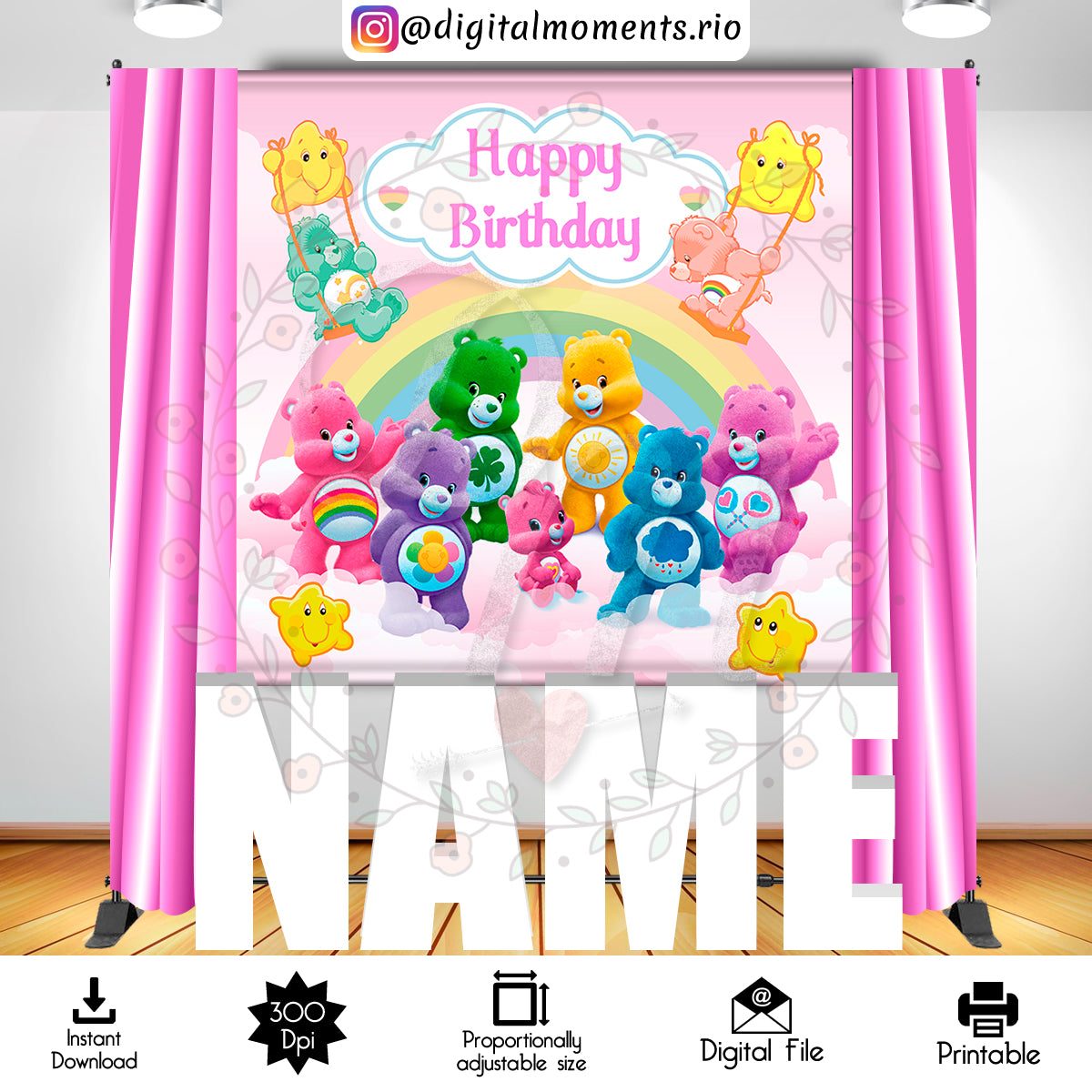 Care Bears 6x6 Digital Backdrop Design, Instant Download | Digital Download for Events - Instant Digital Download. 6x6, arts, backdrop, back…