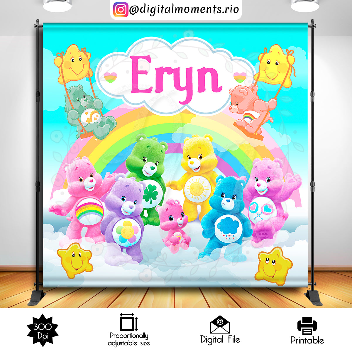 Care Bears 8x8 Custom Backdrop, Digital file only