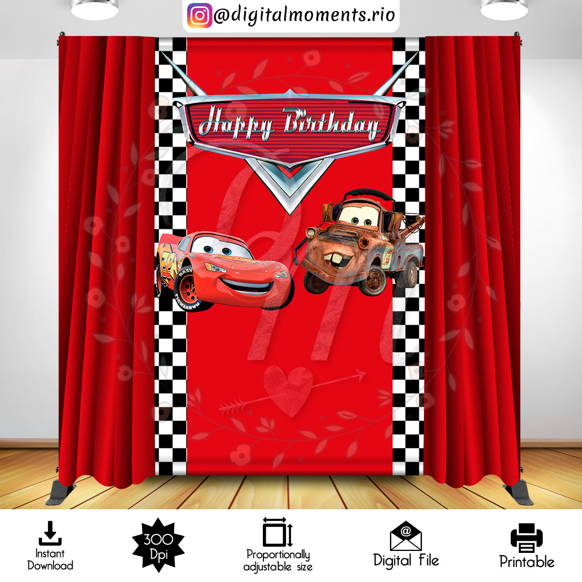 Cars 5x8 Digital Backdrop Design, Instant Download