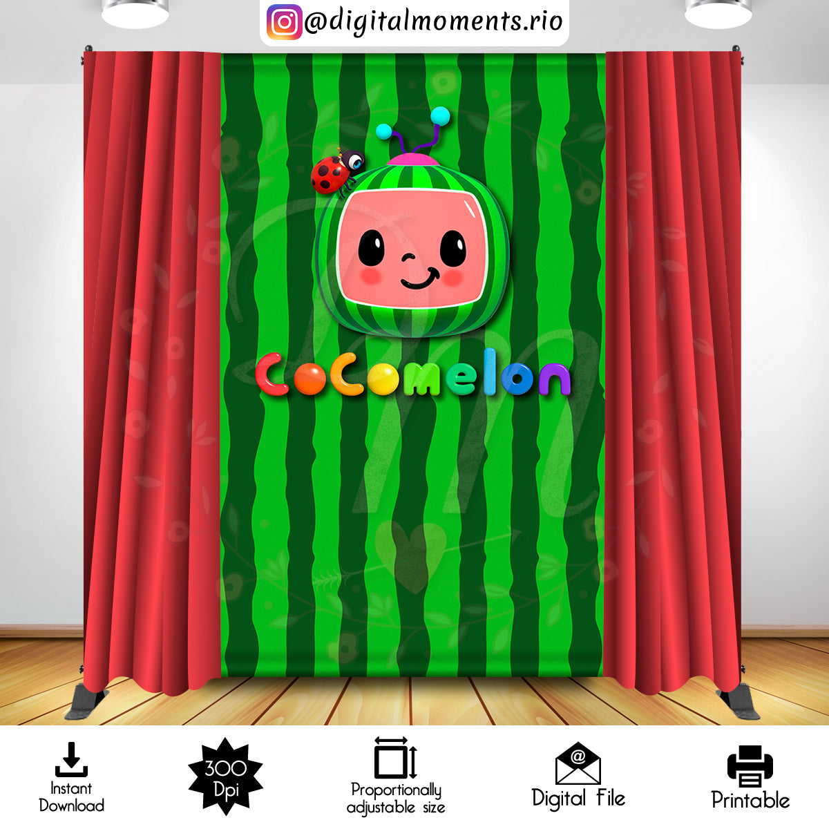 Cocomelon 5x8 Digital Backdrop Design, Instant Download | Digital Download for Events - Instant Digital Download