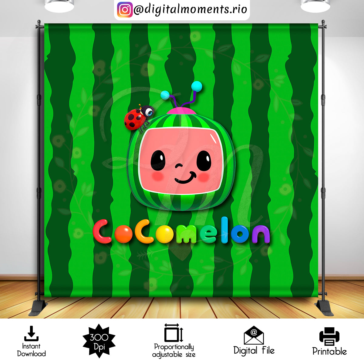 Cocomelon 6x6 Digital Backdrop Design, Instant Download | Digital Download for Events - Instant Digital Download