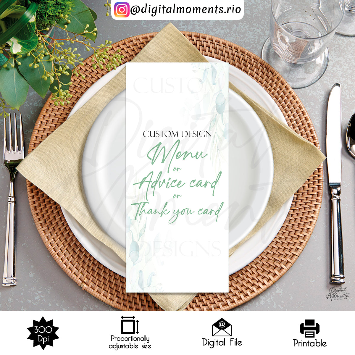 Diseño de menú personalizado para eventos - Archivo digital