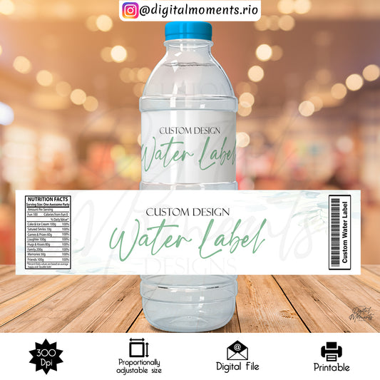 Custom Water Bottle Label Design - Digital File
