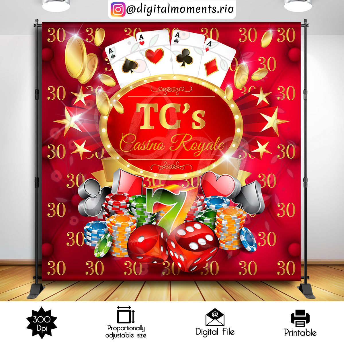 Casino 8x8 Custom Backdrop, Digital file only