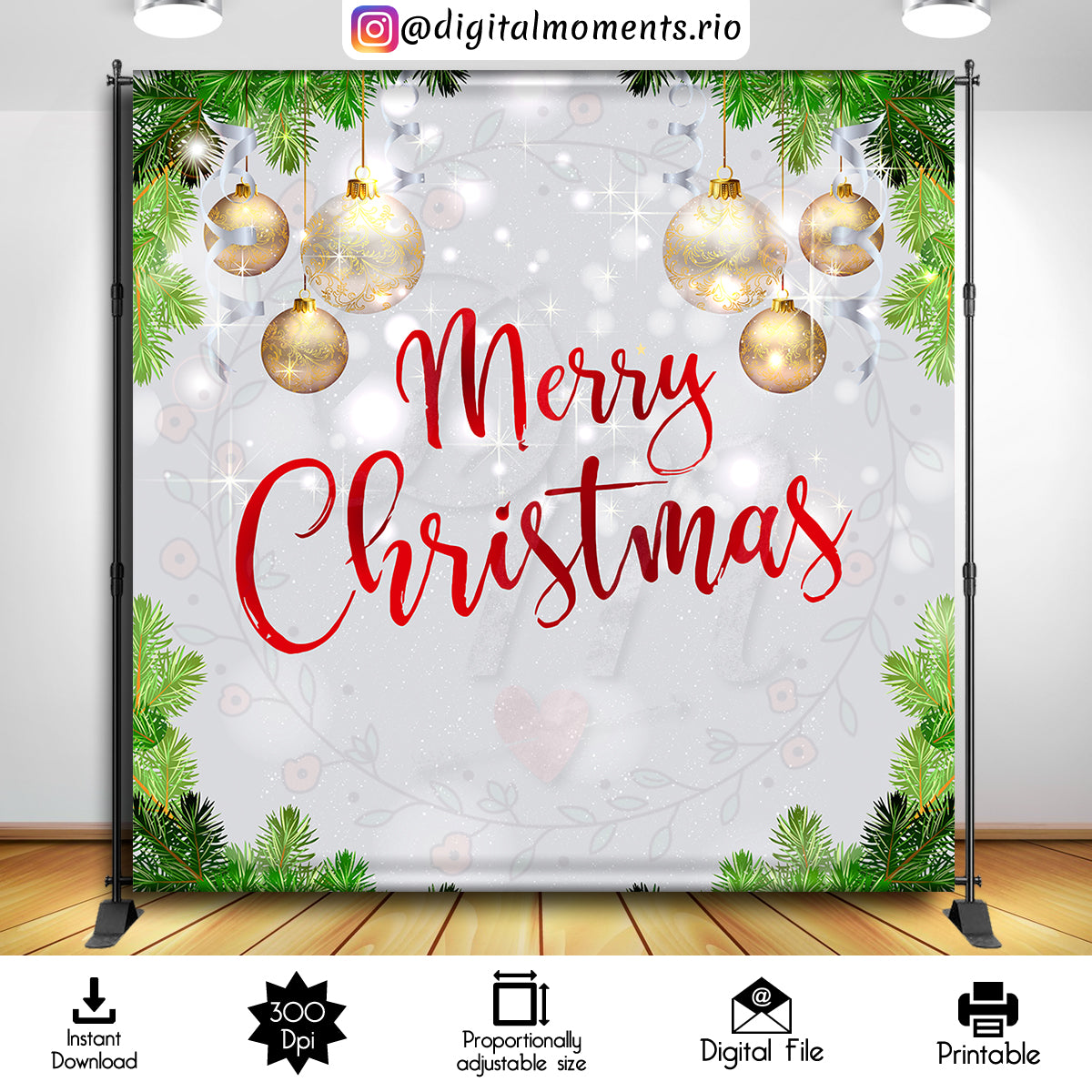 Christmas 8x8 Digital Backdrop Design, Instant Download