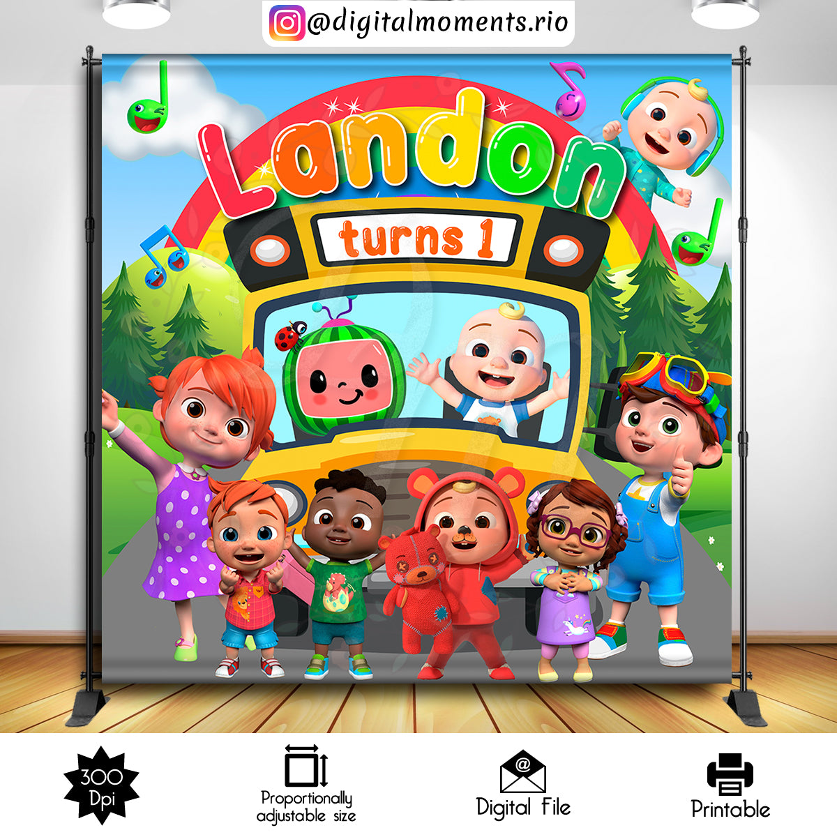 Cocomelon 8x8 custom backdrop, Custom Digital File | Digital Download for Events for Events