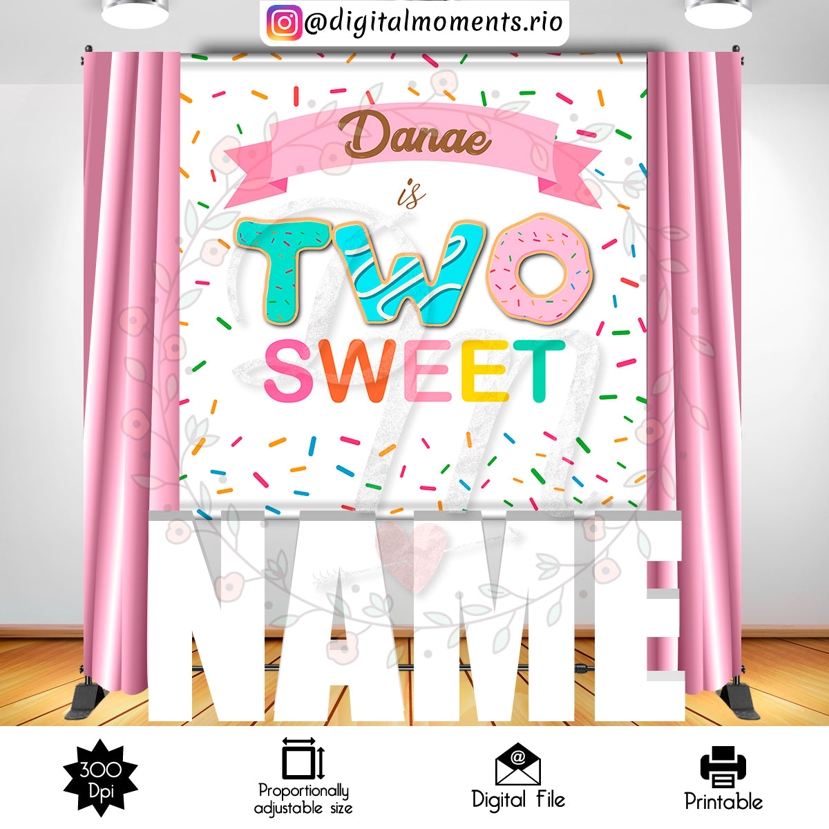 Two Sweet 6x6 Custom Backdrop, Custom Digital File | Digital Download for Events for Events. 6x6, arts, backdrop, backdrop-sign, celebration…