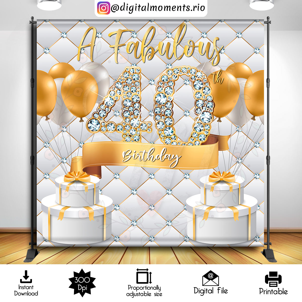 Fabulous 40th 8x8 Instant, events, 40th, fabulous, 8x8, backdrop, design, instant