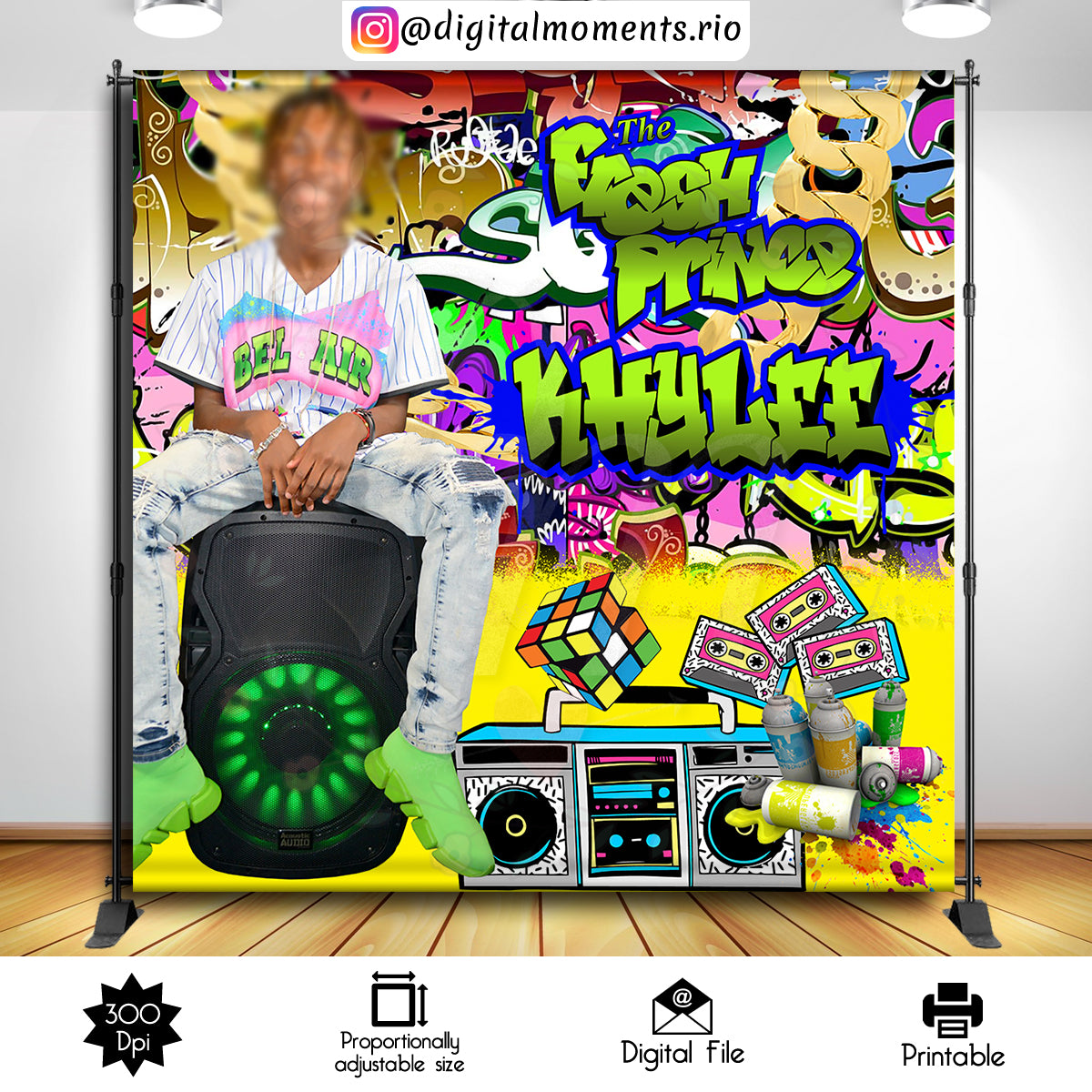 Fresh Prince 8x8 Custom Backdrop with one picture, Custom Digital File | Digital Download for Events for Events. 8x8, arts, backdrop, backdr…