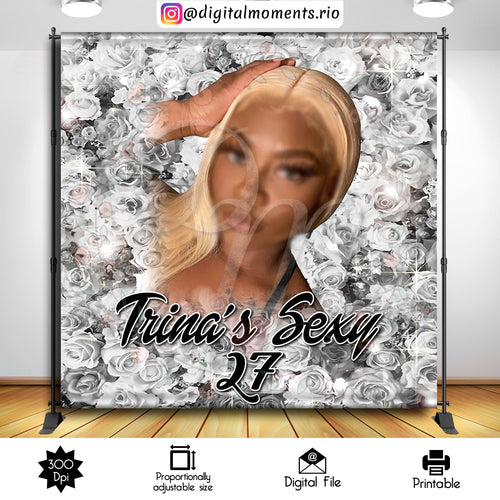 Floral Trina 8x8, events, custom, picture, white, 8x8, black, flower, backdrop
