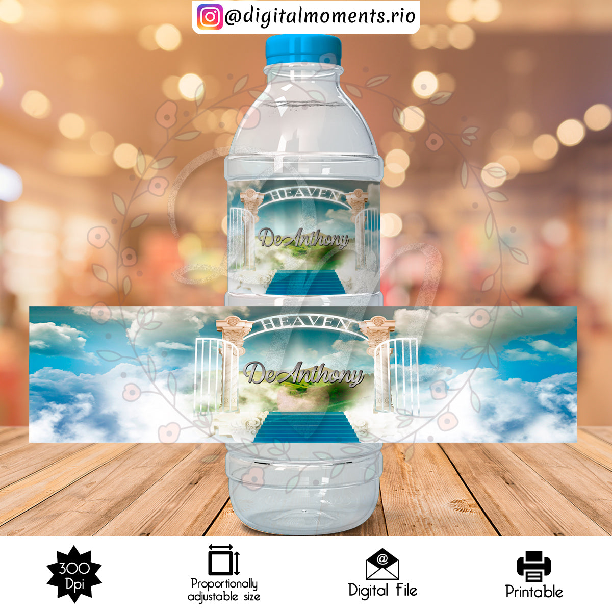 Heaven Sent Custom Water Bottle Label, Digital file only | Custom Digital Download for Kids Party or Event