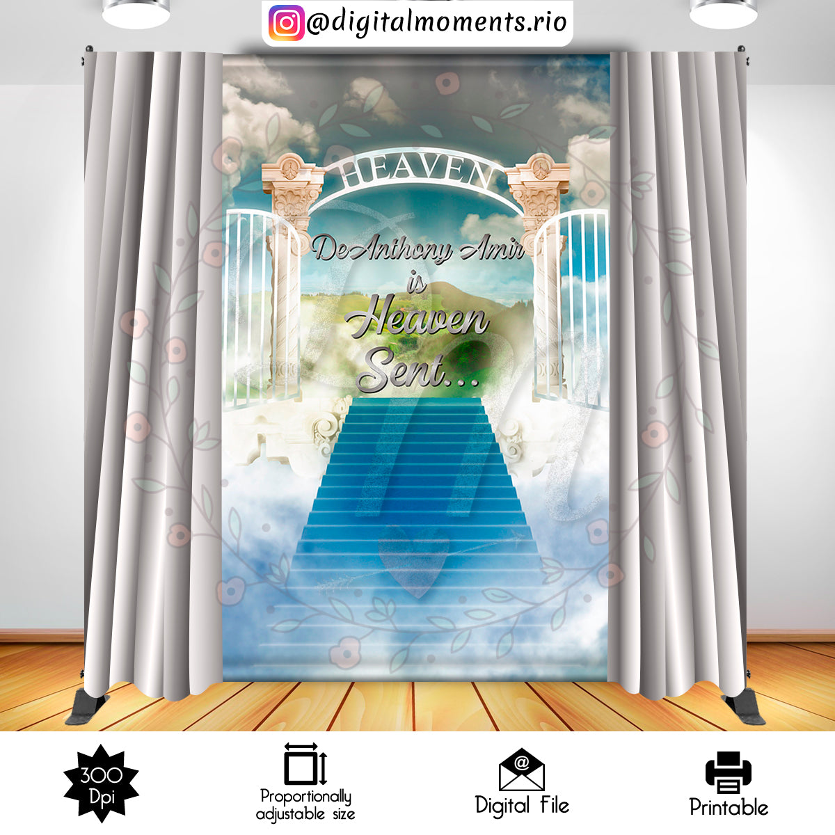 Heaven Sent 5x8 Custom Backdrop, Custom Digital File | Digital Download for Events for Events. 5x8, arts, backdrop, backdrop-sign, celebrati…