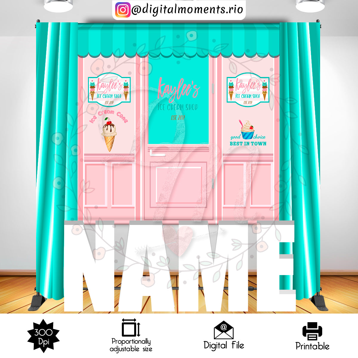 Ice Cream Palor 6x6 Custom Backdrop, Custom Digital File | Digital Download for Events for Events. 6x6, arts, backdrop, backdrop-sign, celeb…