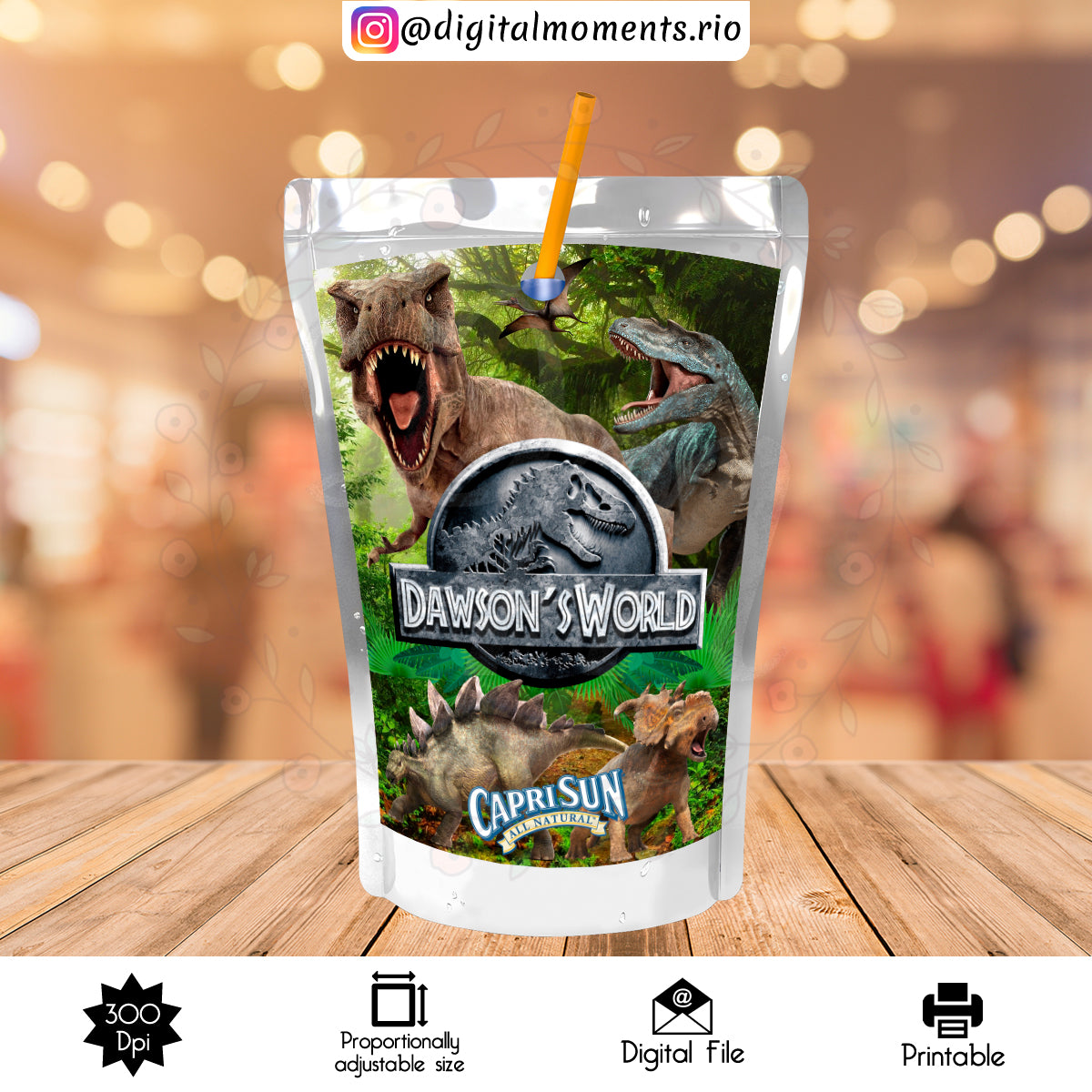 Jurassic Park Custom Capri Sun Label, Digital file only | Custom Digital Download for Kids Party or Event