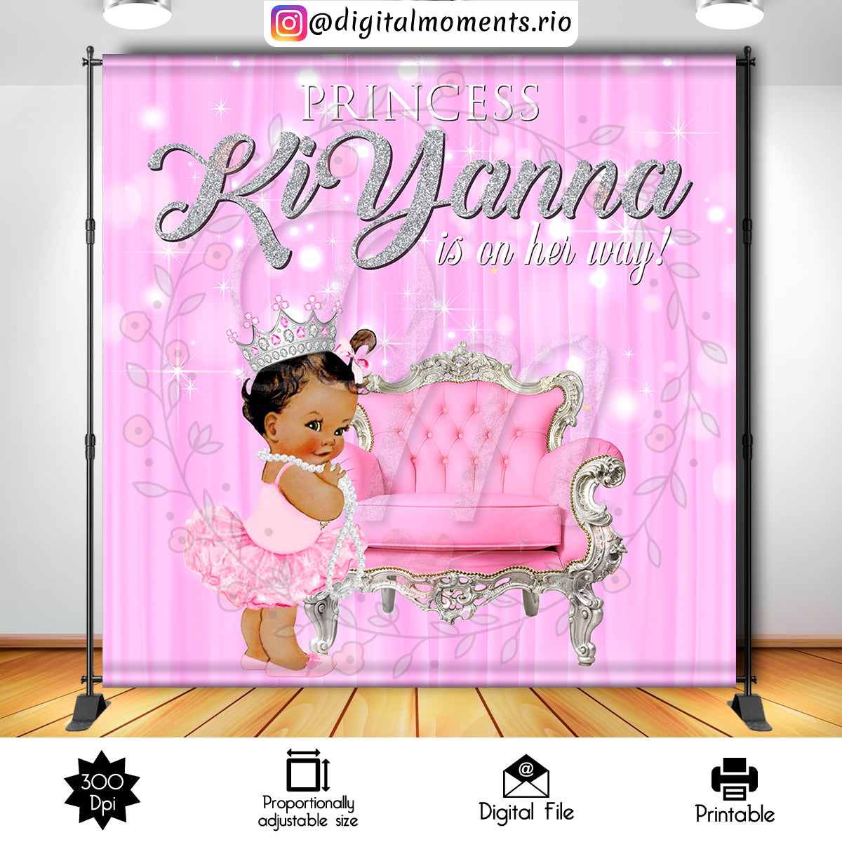 Princess 8x8 Custom Backdrop, Custom Digital File | Digital Download for Events for Events. 8x8, arts, backdrop, backdrop-sign, celebration,…