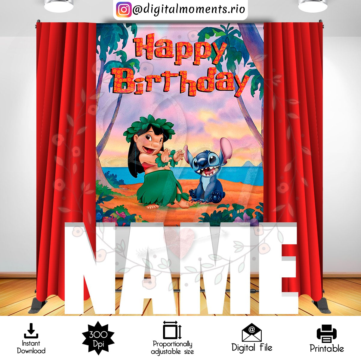 Lilo and Stitch 5x6 Digital Backdrop Design, Instant Download | Digital Download for Events - Instant Digital Download. 5x6, and, arts, back…