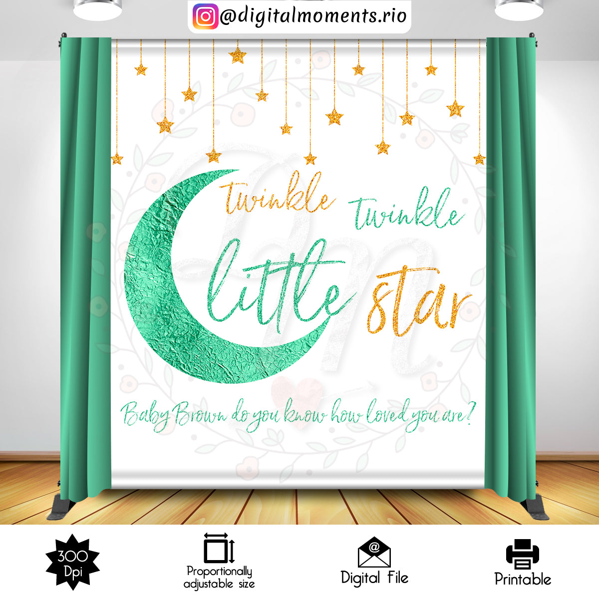 Twinkle Twinkle Little Star 5x6 Custom Backdrop, Custom Digital File | Digital Download for Events for Events