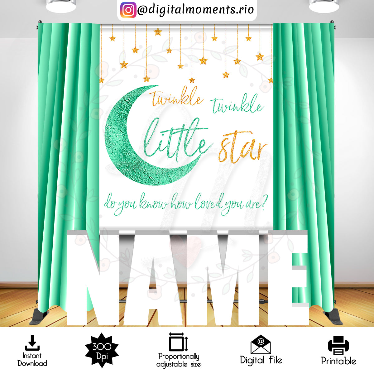 Little Star 5x6 Mint Instant 01, events, 5x6, twinkle, little, star, backdrop, design, instant
