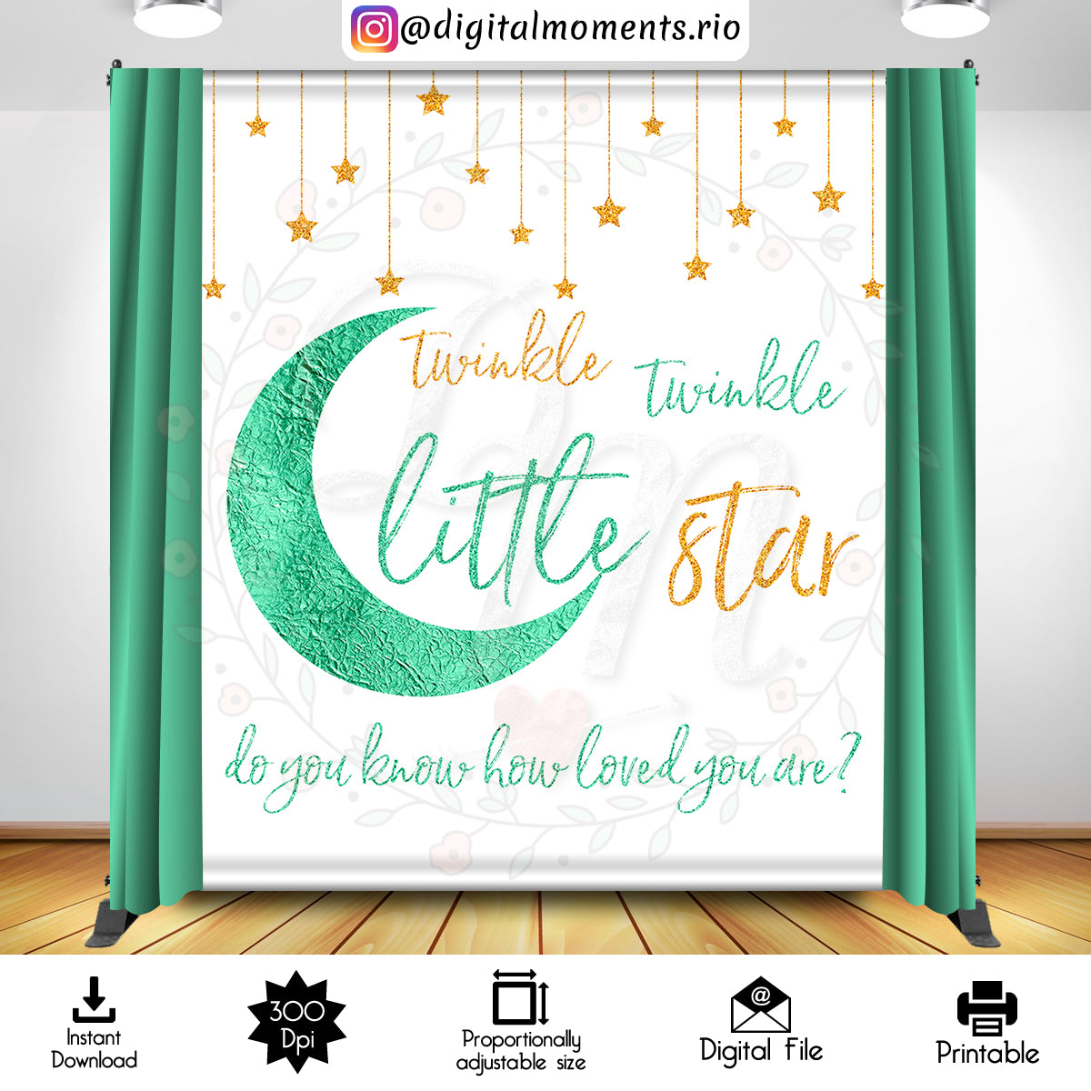 Twinkle Twinkle Little Star 5x6 Digital Backdrop Design, Instant Download | Digital Download for Events - Instant Digital Download