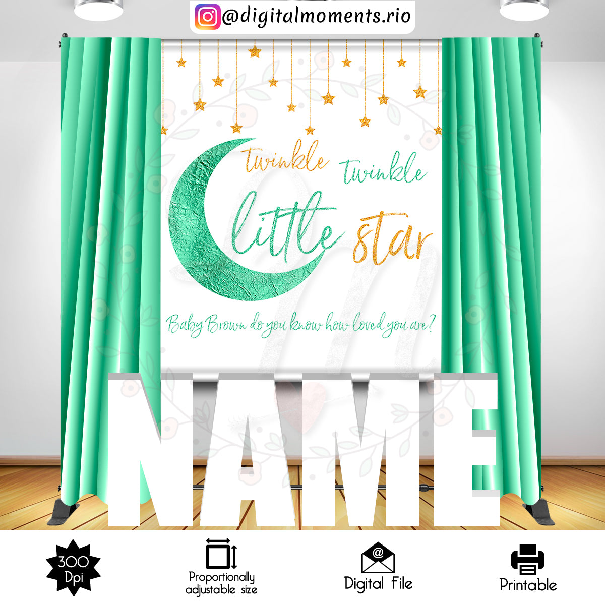 Little Star 5x6 Mint, events, custom, 5x6, twinkle, little, star, backdrop