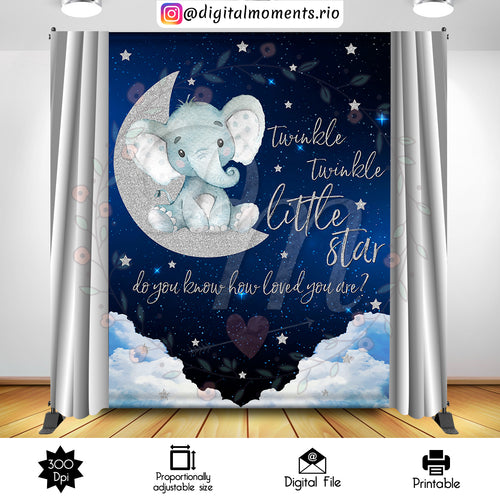 Little Star Elephant 6x8, events, custom, twinkle, little, star, backdrop, 6x8
