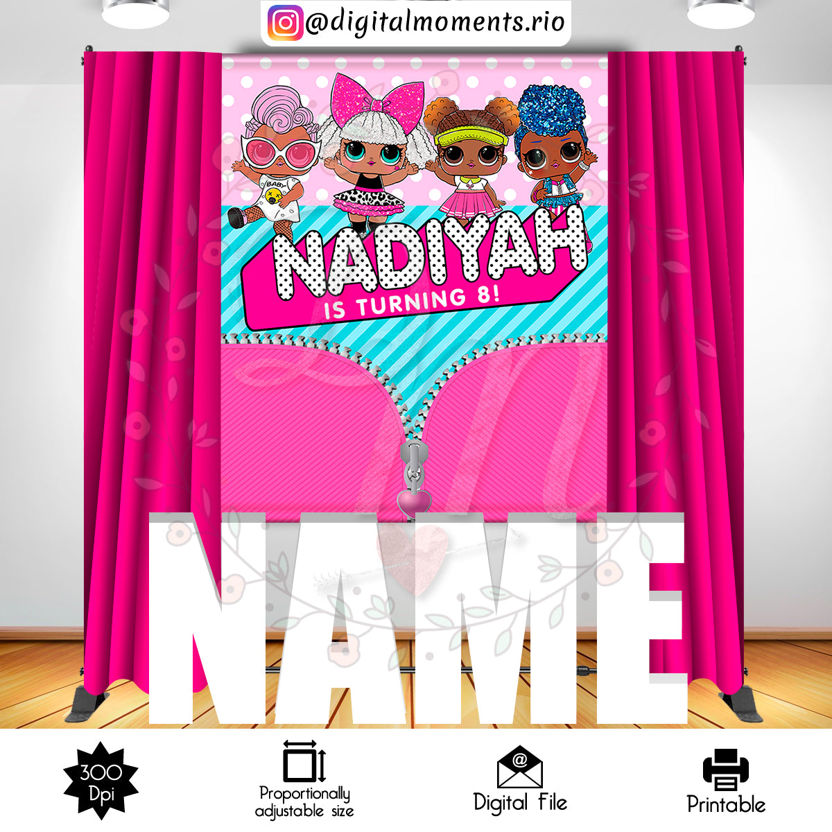 LOL Surprise 5x6 Custom Backdrop, Custom Digital File | Digital Download for Events for Events. 5x6, arts, backdrop, backdrop-sign, celebrat…