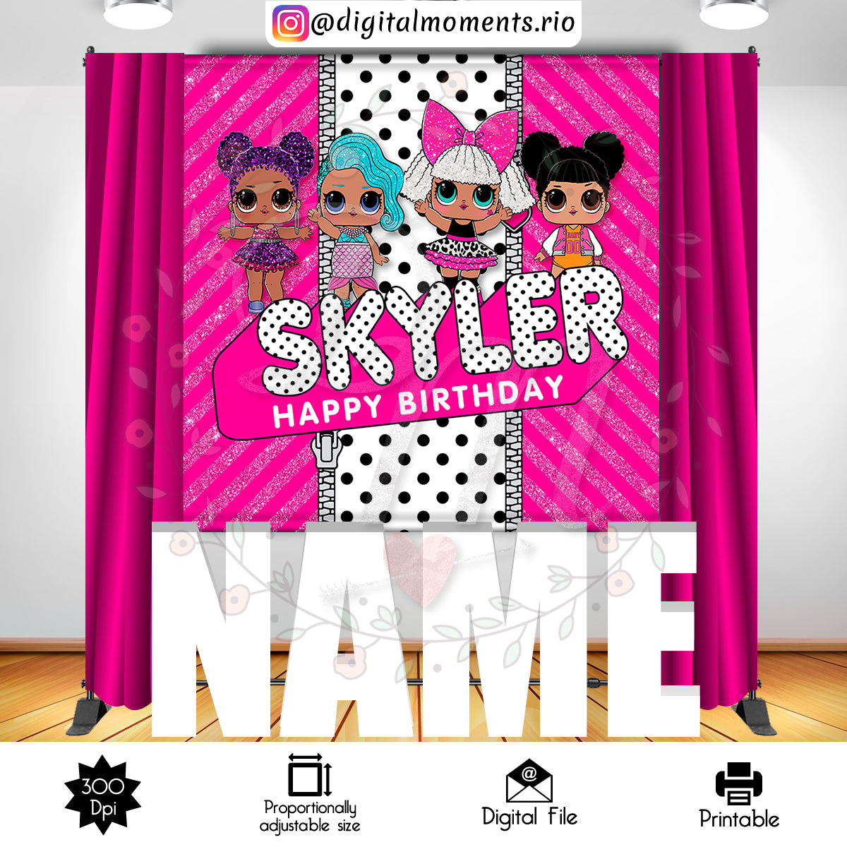 LOL Surprise 6x6 Custom Backdrop, Digital file only