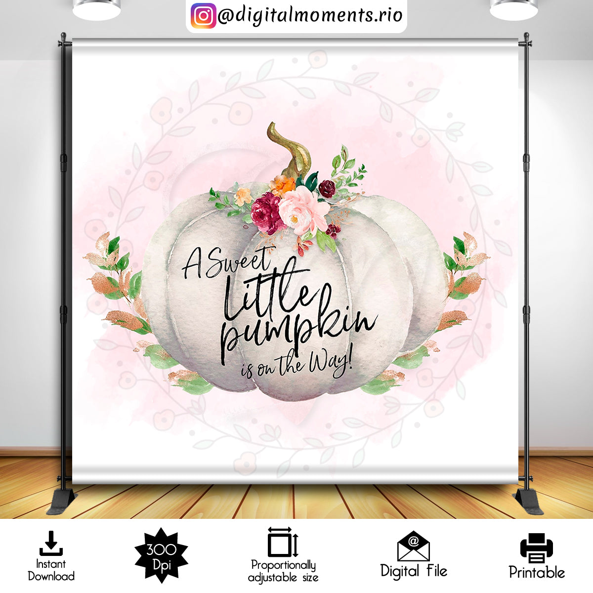 Little Pumpkin 8x8 Instant, events, pumpkin, little, way, 8x8, backdrop, design, instant