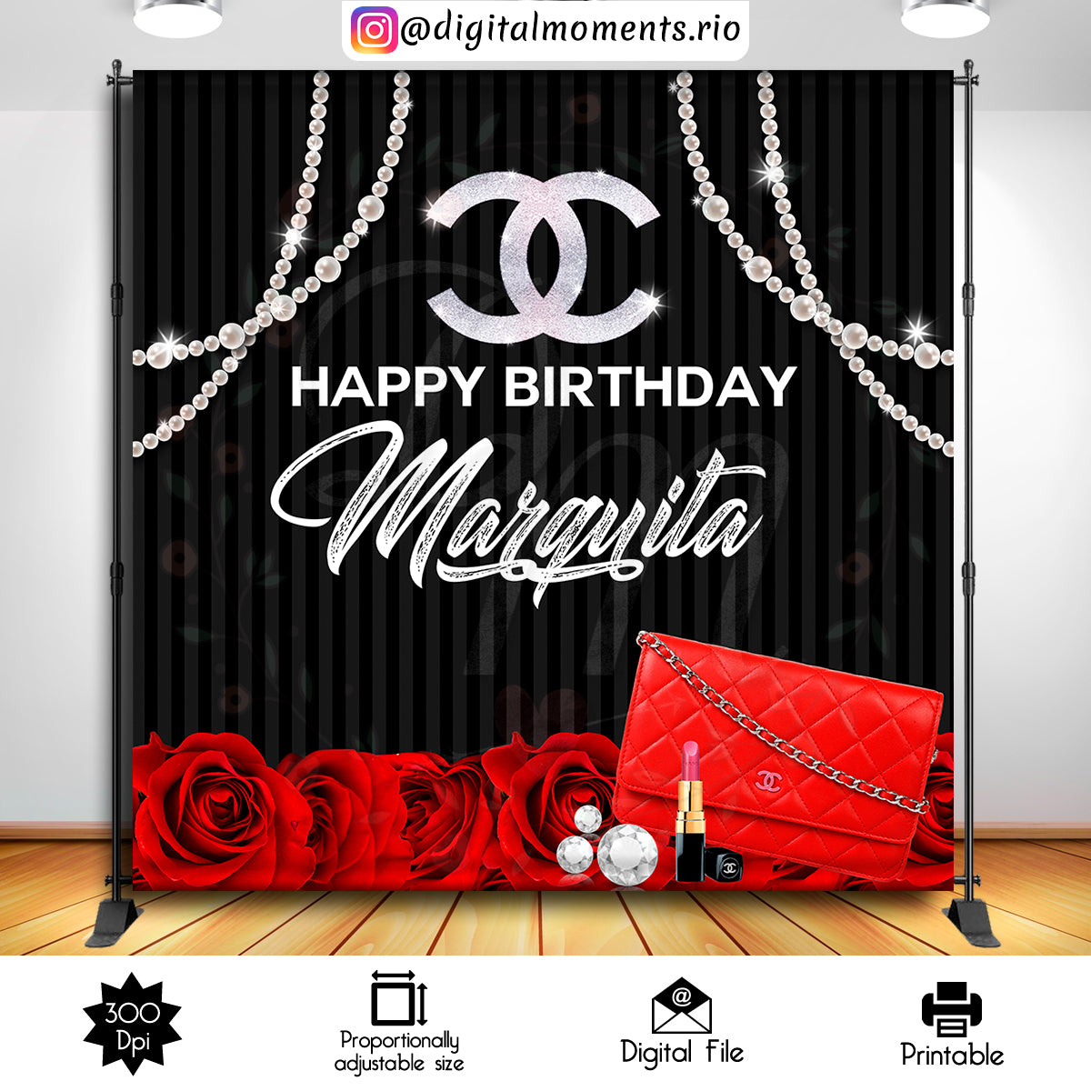 Marquita 8x8, chanel, events, custom, 8x8, backdrop