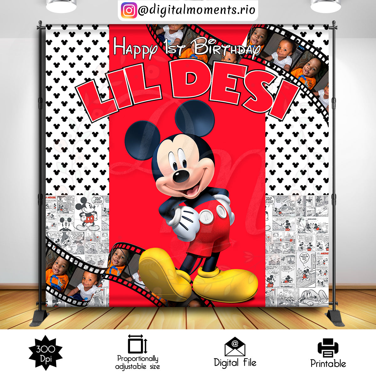 Mickey Mouse 8x8 Custom Backdrop, Custom Digital File | Digital Download for Events for Events. 8x8, arts, backdrop, backdrop-sign, celebrat…