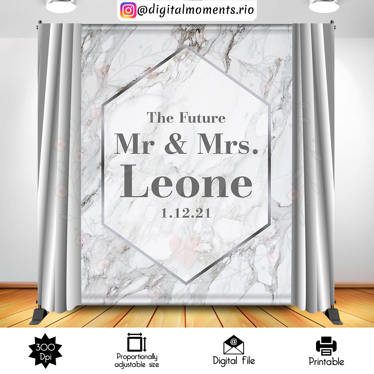 Silver Marble 6x8 custom backdrop, Digital file only | Custom Digital Download for Kids Party or Event