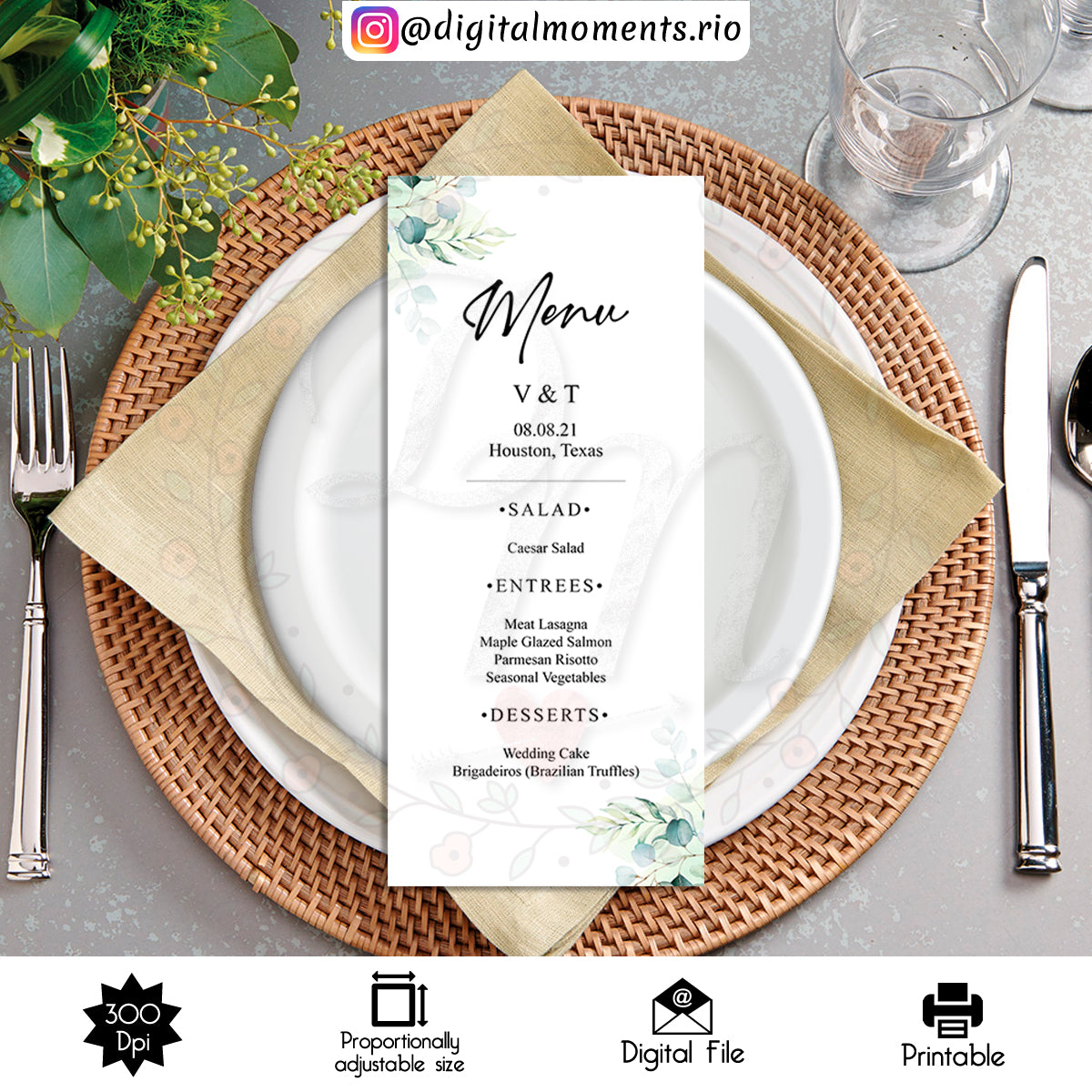Diseño de menú personalizado para eventos - Archivo digital