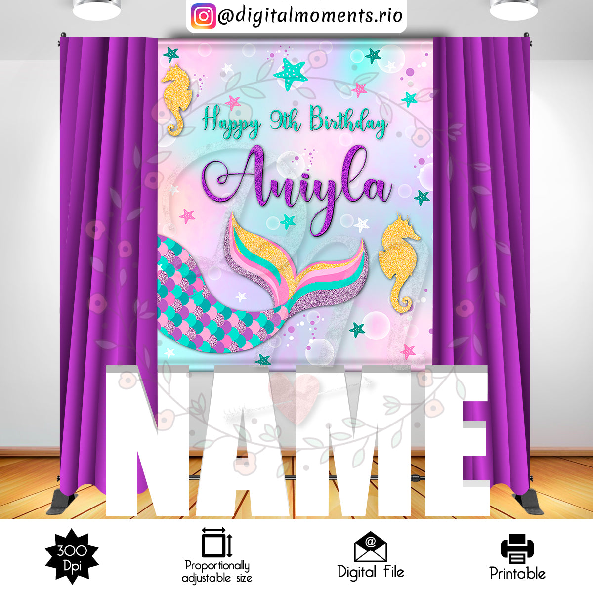 Little Mermaid 5x6 Custom Backdrop, Custom Digital File | Digital Download for Events for Events. 5x6, arts, backdrop, backdrop-sign, celebr…