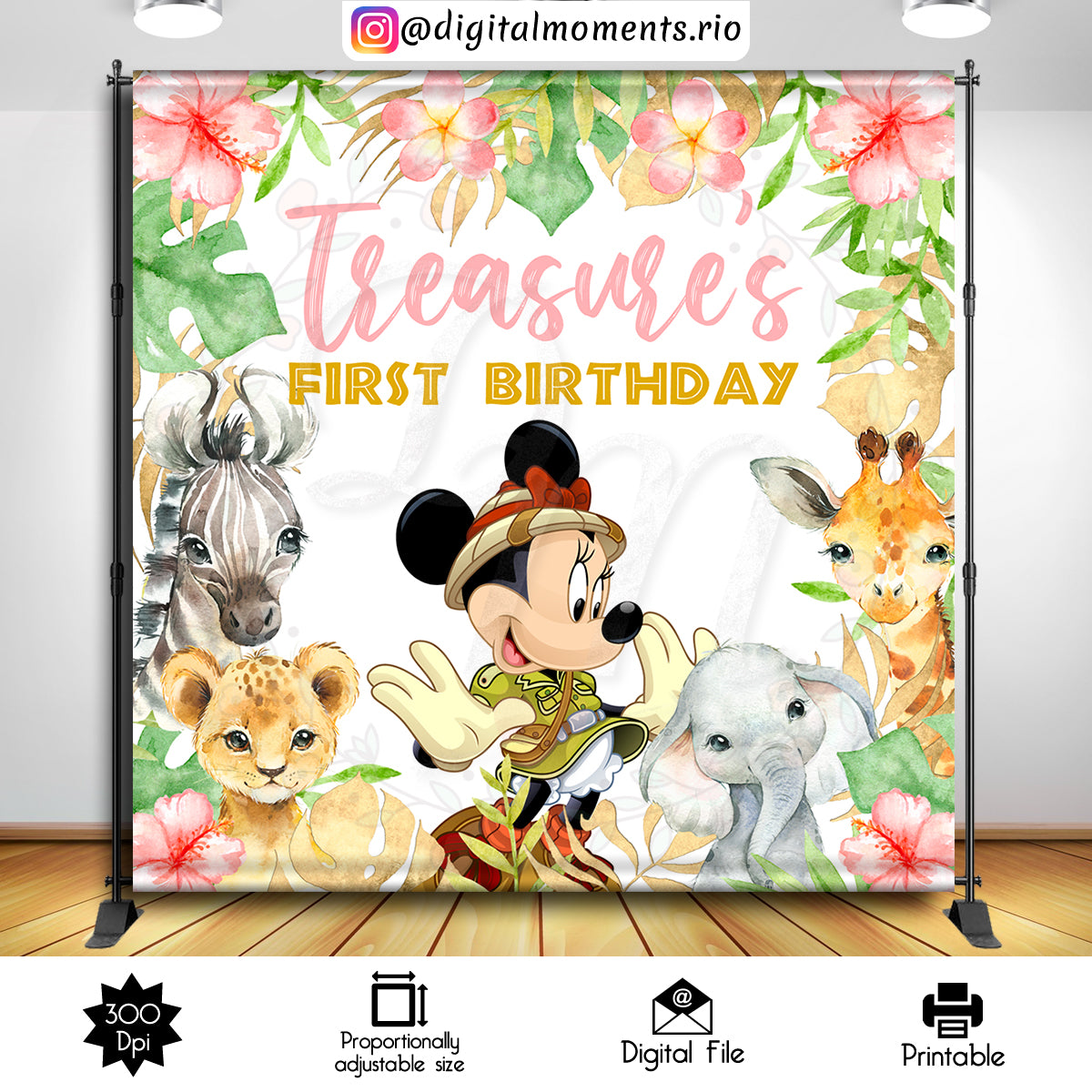 Minnie Safari 8x8 2, events, mouse, minnie, safari, custom, 8x8, backdrop