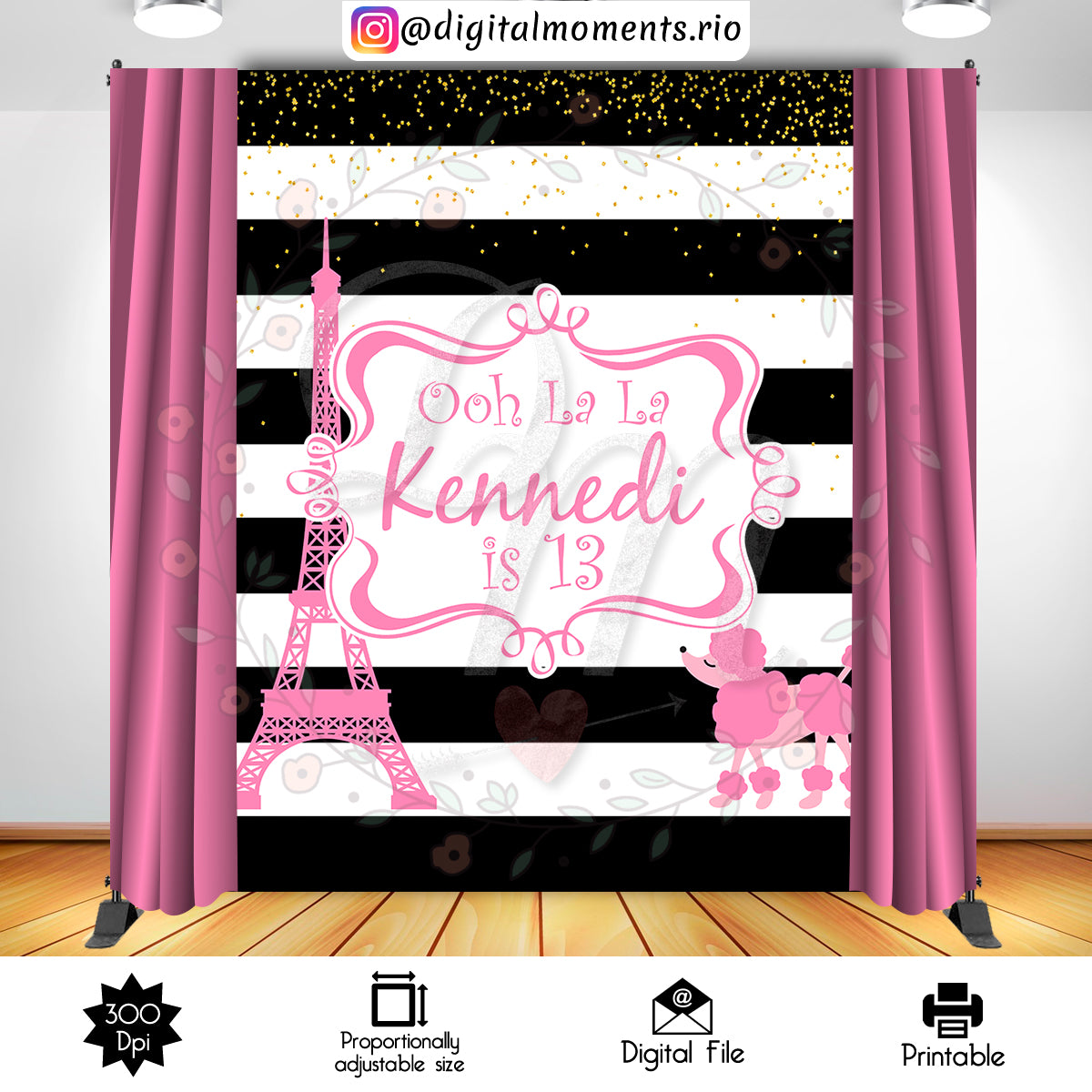 Paris 6x8 Custom Backdrop, Digital file only | Custom Digital Download for Kids Party or Event