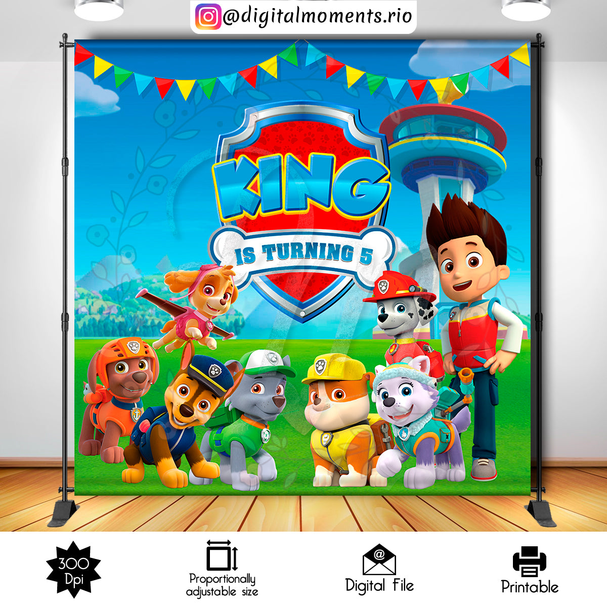 Paw Patrol 8x8 Custom Backdrop, Digital file only
