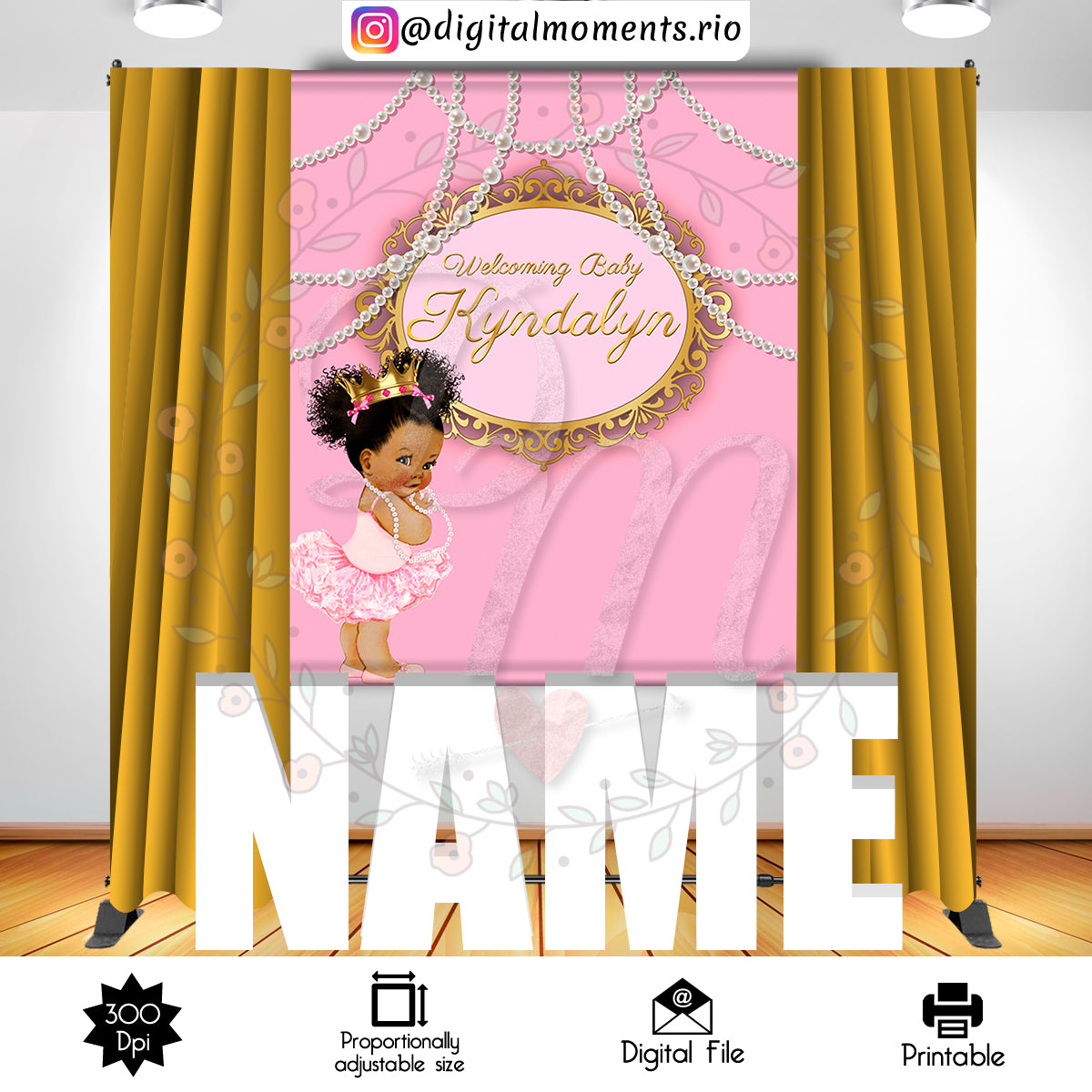 Princess 5x6 Custom Backdrop, Digital file only