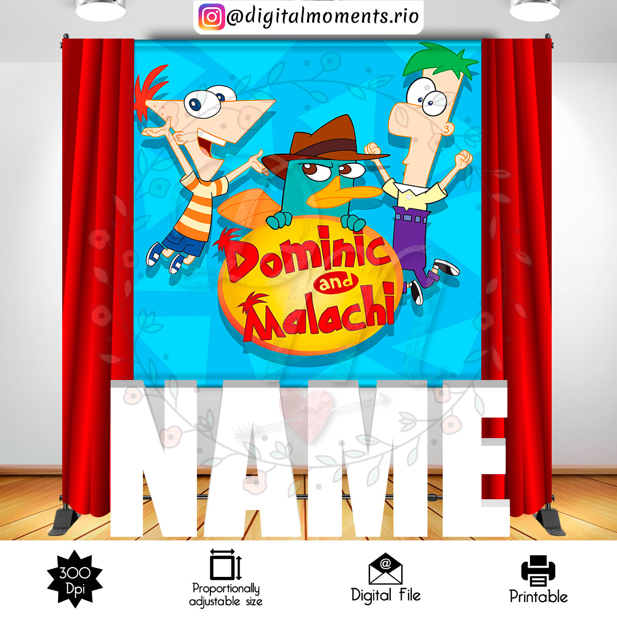 Phineas and Ferb 6x6 Custom backdrop, Digital files only | Digital Download for Events for Events. 6x6, and, arts, backdrop, backdrop-sign, …