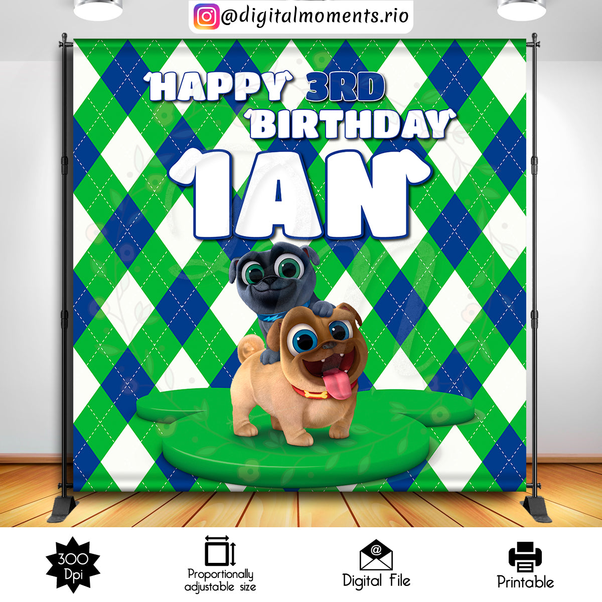 Puppy Dog Paws 8x8 Custom Backdrop, Digital file only | Custom Digital Download for Kids Party or Event