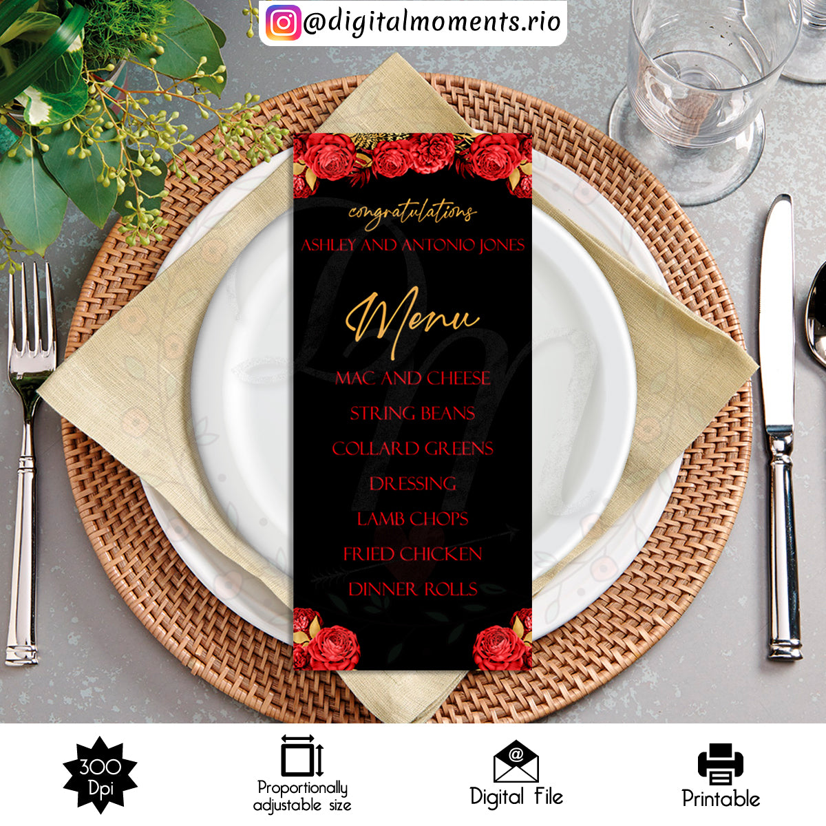 Diseño de menú personalizado para eventos - Archivo digital