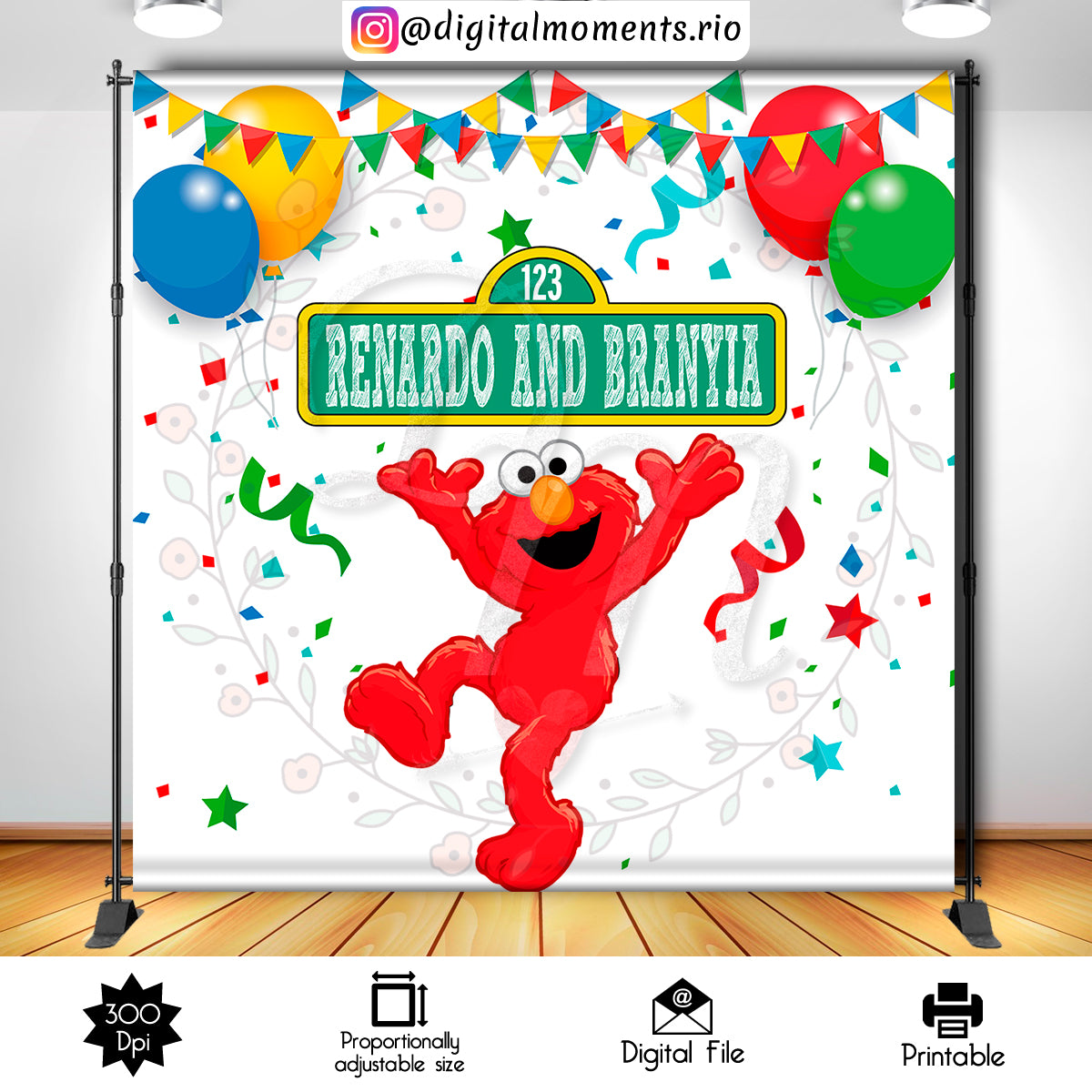 Sesame Street 8x8 Custom Backdrop, Digital file only