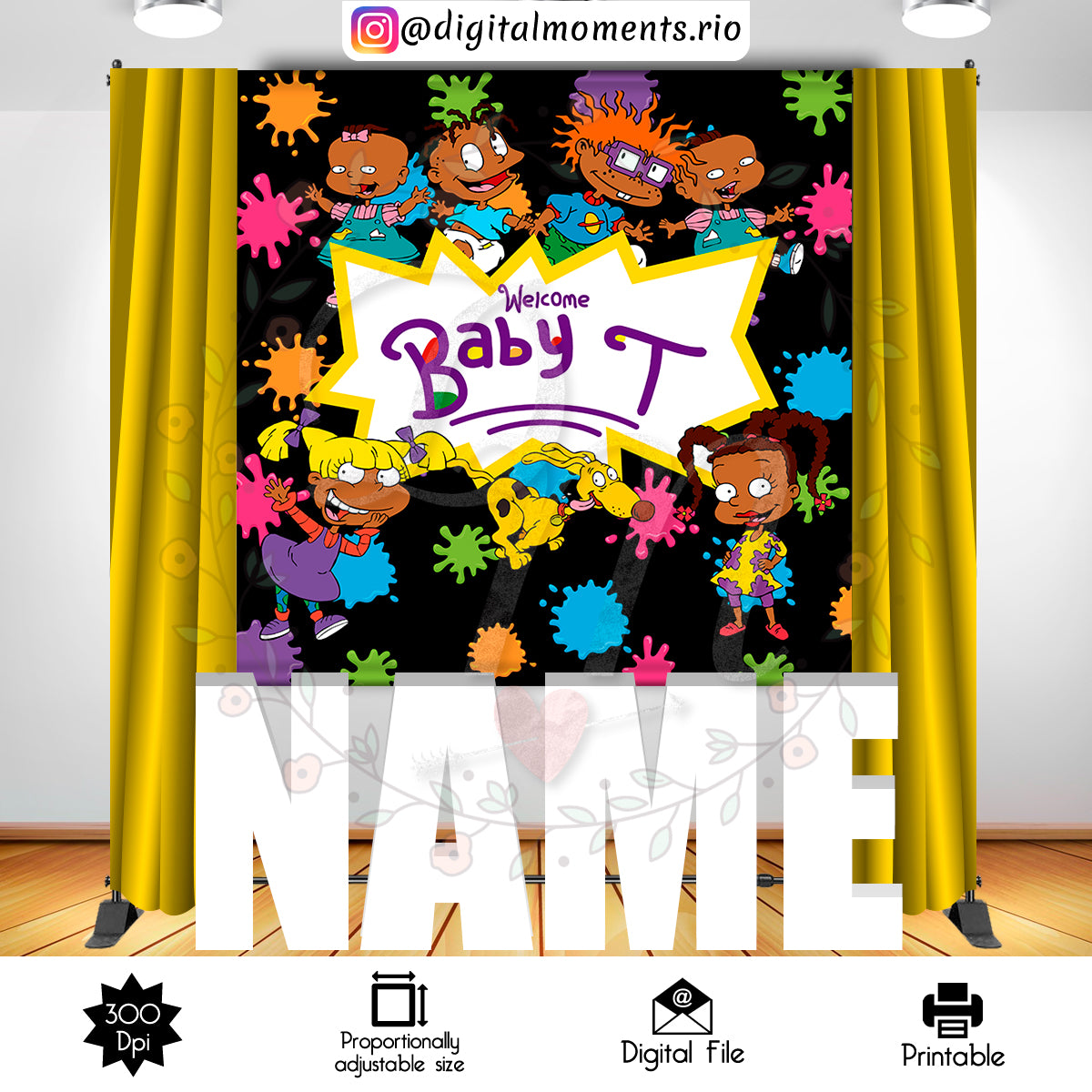 RugRats 6x6 custom backdrop , Digital File Only | Digital Download for Events - Instant Digital Download. 6x6, arts, backdrop, backdrop-sign…