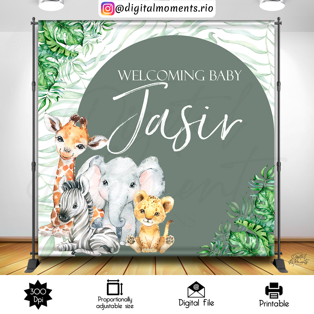 Safary Baby 8x8 4, events, custom, safari, baby, animals, 8x8, backdrop