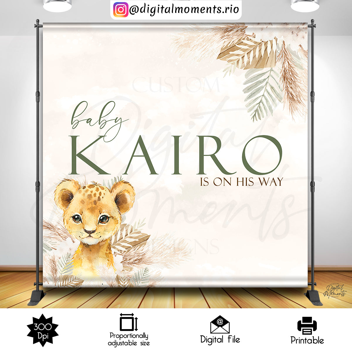 Safary Baby Kairo 8x8 02, events, custom, safari, baby, animals, 8x8, backdrop