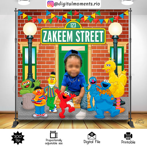 Sesame Street Door Zakeem 8x8, events, sesame, custom, picture, 8x8, backdrop, street