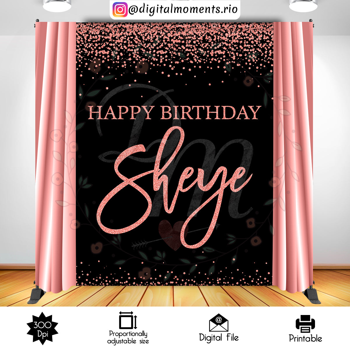 Sheye 6x8, events, custom, rose, gold, backdrop, 6x8