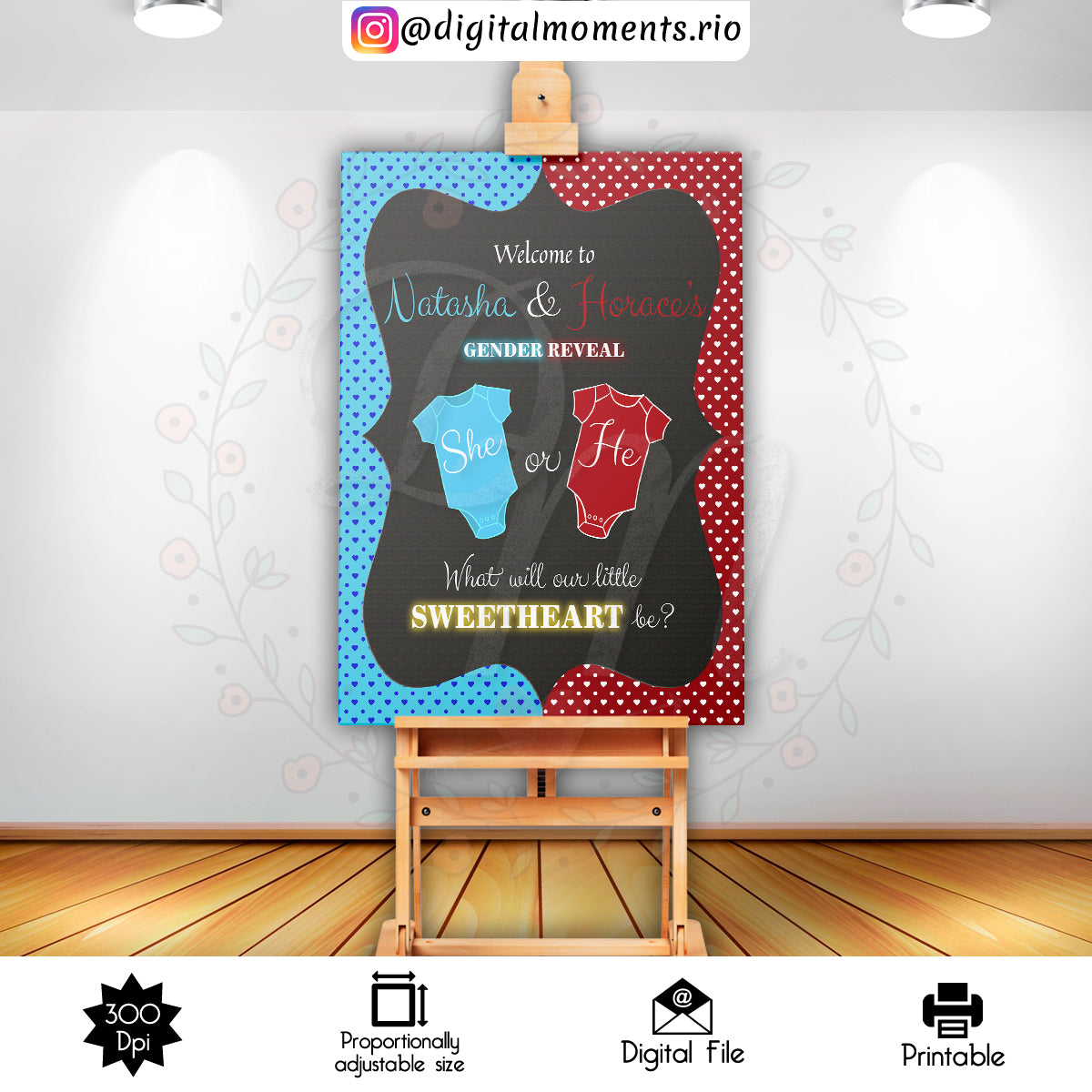 Gender Reveal 2x3 Custom sign, Digital file only | Custom Digital Download for Kids Party or Event